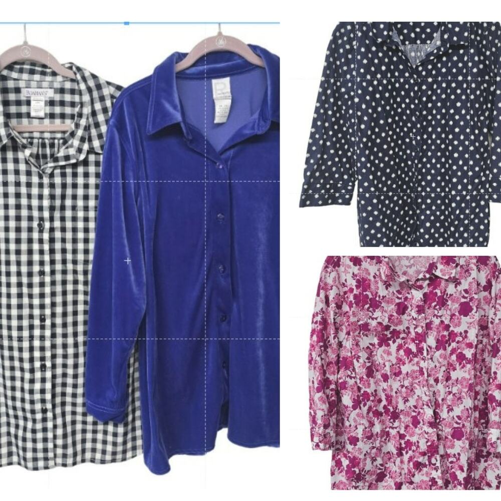 Roaman's Button Down Shirt Assorted Tops Sz 1X 24W 4 Pieces Set Women's